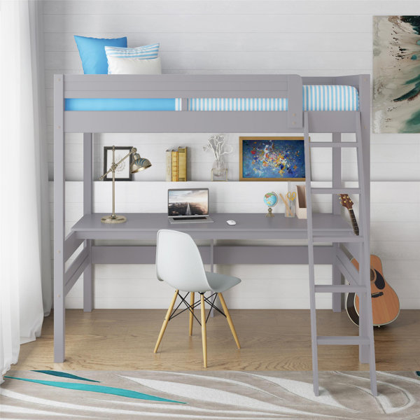 Isabelle & Max™ Everiz Twin Solid Wood Loft Bed with BuiltinDesk by